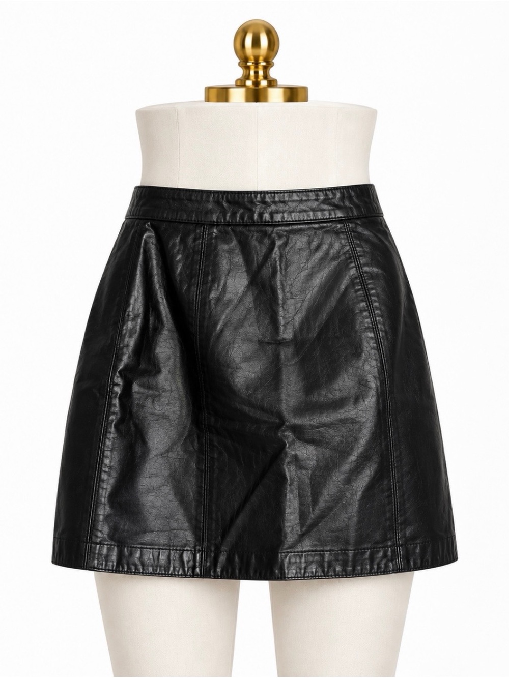 Vintage 90s Byrnes & Baker Genuine Leather Black Mini Skirt 6
